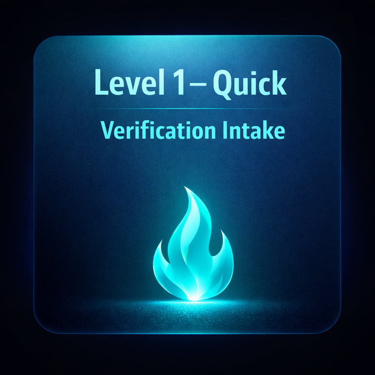Level 1 Quick Verification Intake icon for BotReburn trust check selection